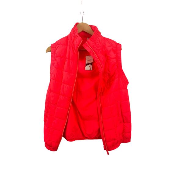 NWT FP Movement Neon Coral Quilted Puffer Vest Zip Front XS - Picture 2 of 8